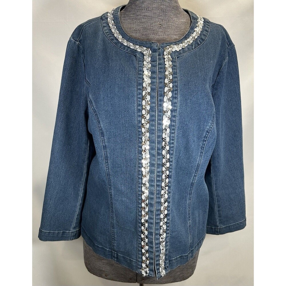 Lucky Brand Denim Jacket with Sequin Design Women’s Large